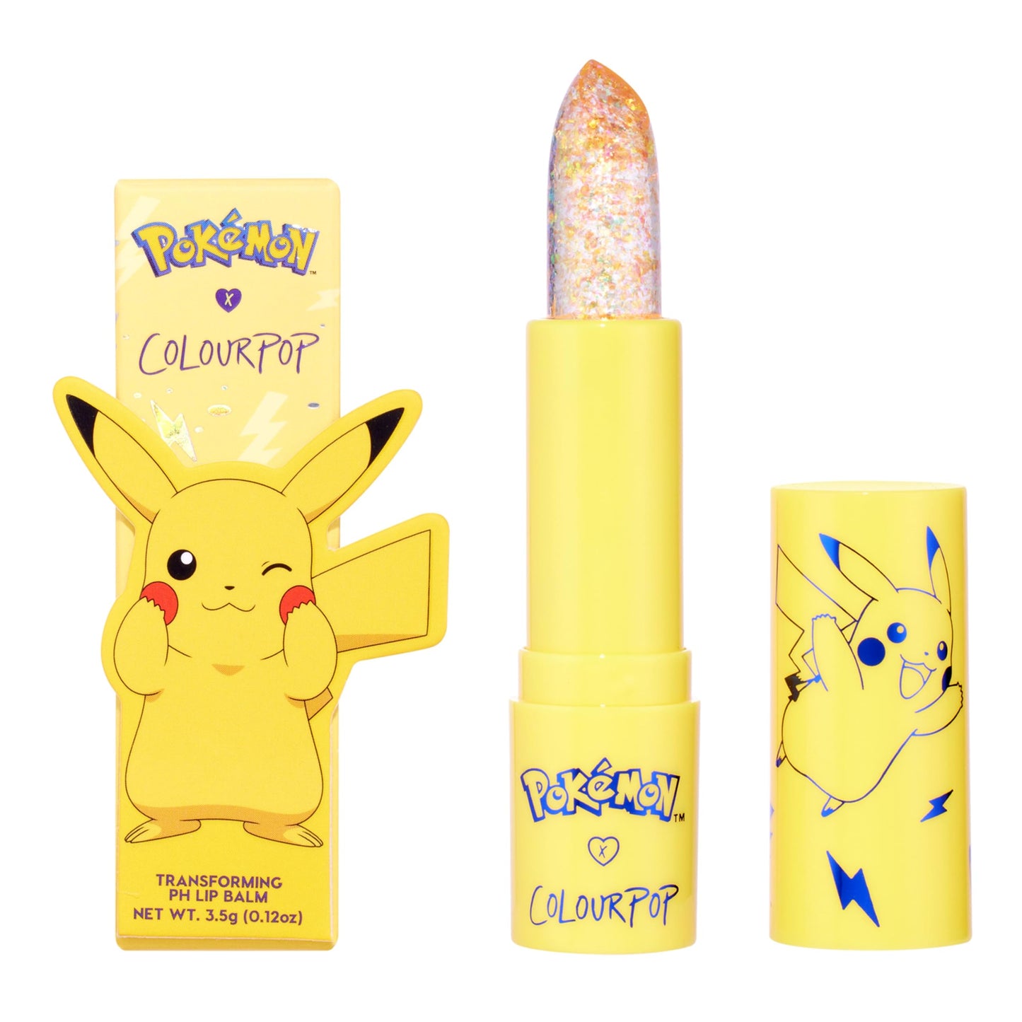 ColourPop x Pokémon pH Lip Balm - Color Changing Lip Balm Infused with Multi-Pearl Flakes & Lip-Loving Ingredients - Creates the Perfect Custom Pink Shade - Thunderbolt (0.12 oz)