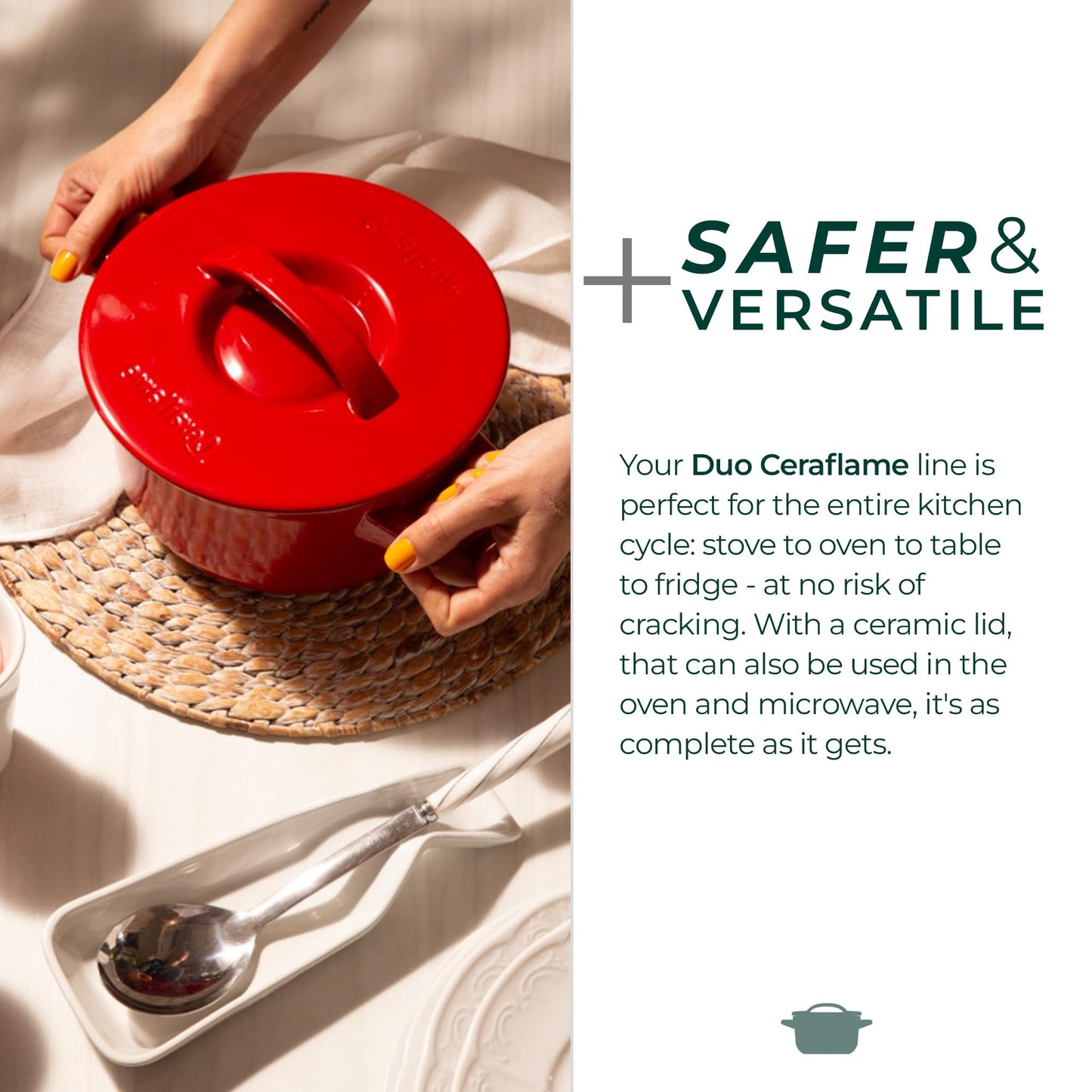 Pure Ceramic, Healthy, Non Toxic Cookware Set - Oven Safe Up to 1200F, Microwave and Dishwasher Safe, Longlasting and Lightweight - PFAS, PTFE, PFOA, PFOS - Tomato Red