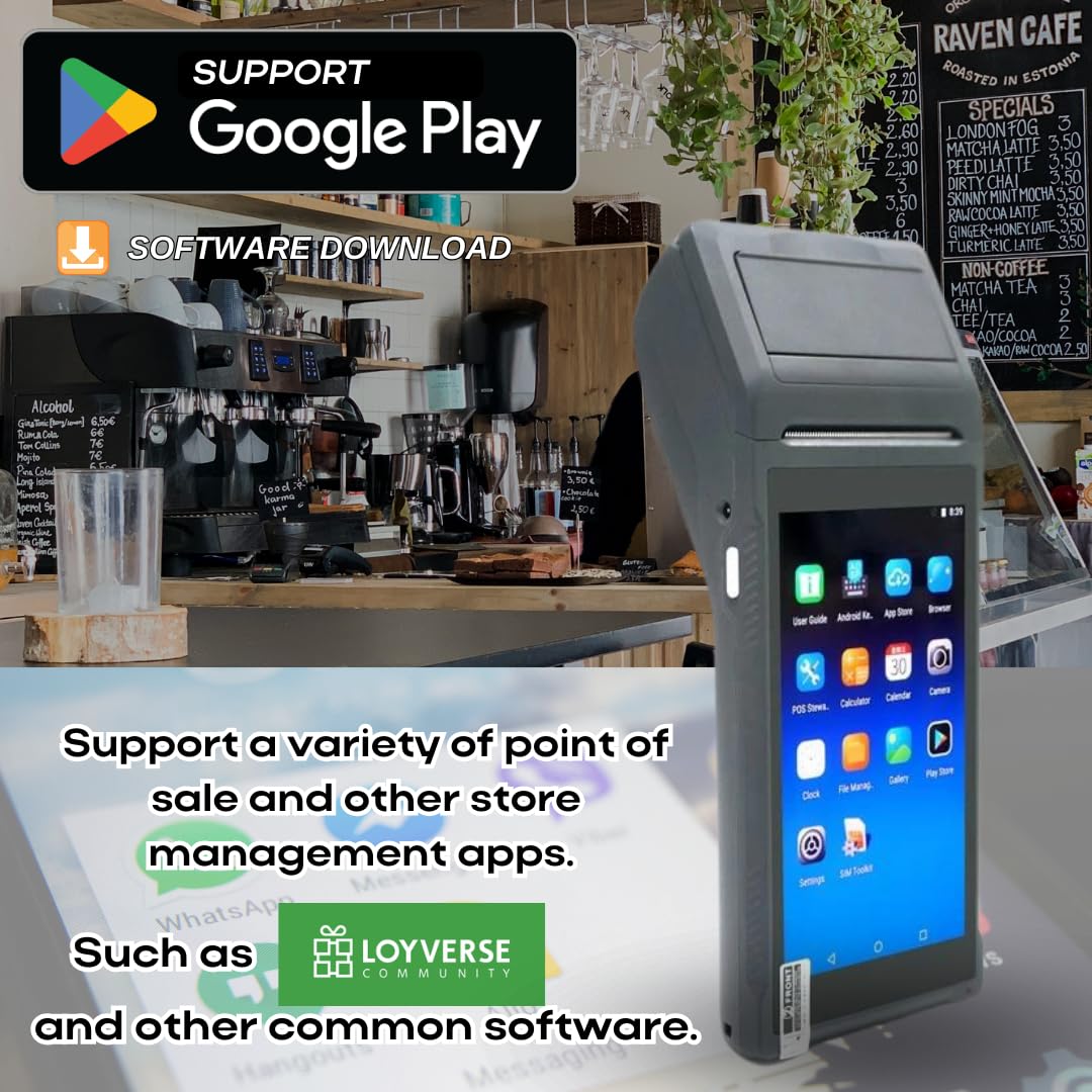 POS PDA Q2i Receipt Printer 58mm High Speed Thermal Printer with Android 11, 5.5’’ Touch Screen. Handheld Mobil Point of Sale Tablet. Scan1D barcodes. Support 3G. 2 GB RAM + 16 GM ROM