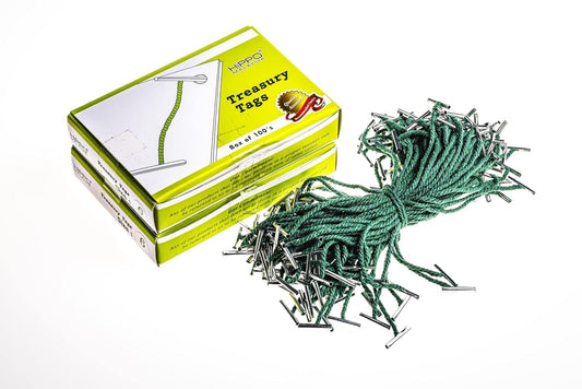 4 Inch Short Length Metal End Green Cord Treasury Tag - Pack of 200 Highly Durable Fastening or Binding Filing Instrument Ideal for Home, School, Office, Factory and Hospital by Yosogo