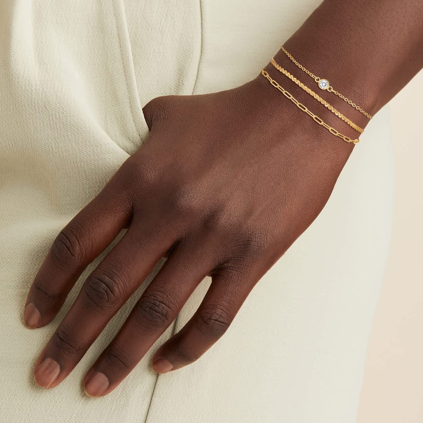 Dainty Bracelets for Women Trendy, 14k Gold Plated Stackable Bracelets Layered Paperclip Snake Chain Bracelet Set Fashion Minimalist Simple Bracelets Cute CZ Jewelry Gifts for Women