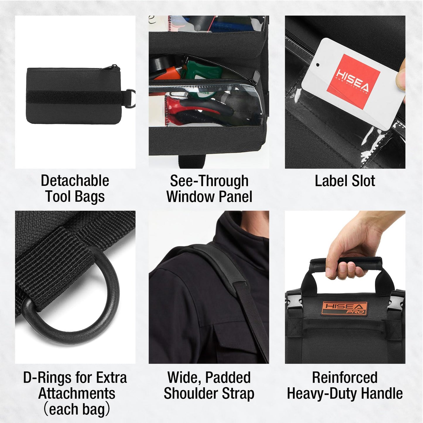 HISEA Roll Up Tool Bag, Heavy Duty Tool Storage Large-Capacity, 27"*14" Portable Tools Organizer with Utility Detachable Pouches, Water-Resistant Tool Roll Bag for Mechanic, Electrician, Gifts