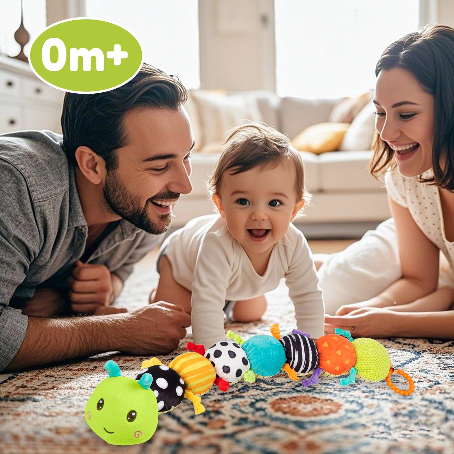 Baby Stuffed Animal Toys for 0-6 6-12 Months, Baby Musical Caterpillar Tummy Time Toys for Babies 3 6 9 12 18 Months, Newborn Infant Sensory Toys Gifts for 1 2 Year Old Boys Girls