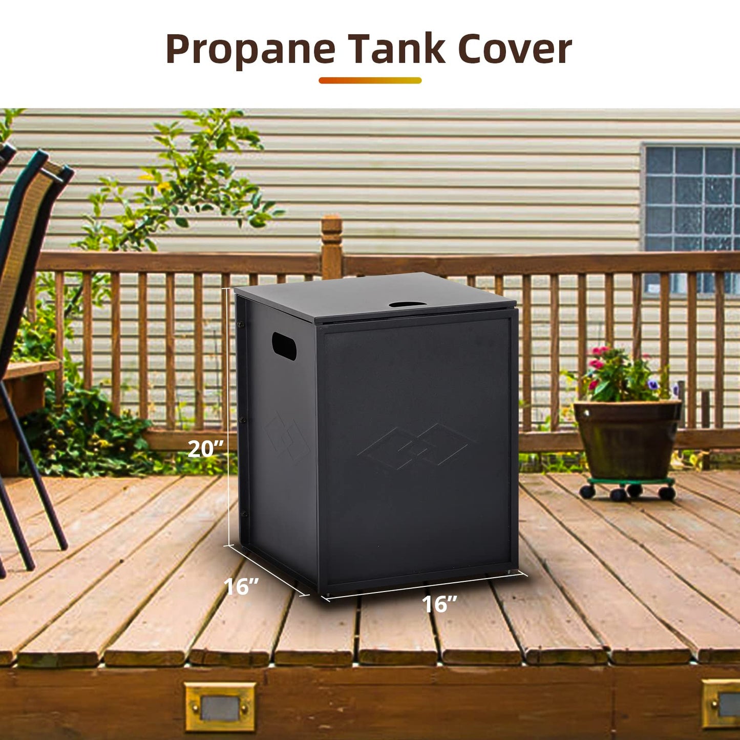 Garvee Propane Metal Tank Cover Table 16 in for Gas Fire Pits, Hides Any Standard 20 LB Propane Tanks, Hideaway Table with Side Handles