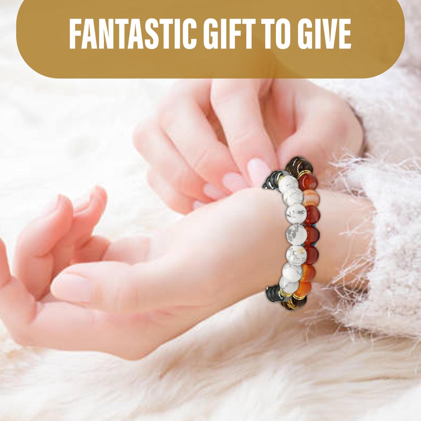 Smart Intentions Anxiety Relief Bracelet for Women - Unique Healing Stones Bracelet for Stress Relief & Meditation, Stretchable Beaded Bands with Natural Healing Energy, 14 Different Crystal Bracelets to Choose From (Menopause- Hematite, Rhodonite, Howlit