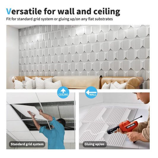 Art3dwallpanels PVC 3D Wall Panel for Interior Wall Décor, 19.7" x 19.7" Wall Decor PVC 3D Wall Panels, 3D Textured Wall Panels, Pack of 12 Tiles, White