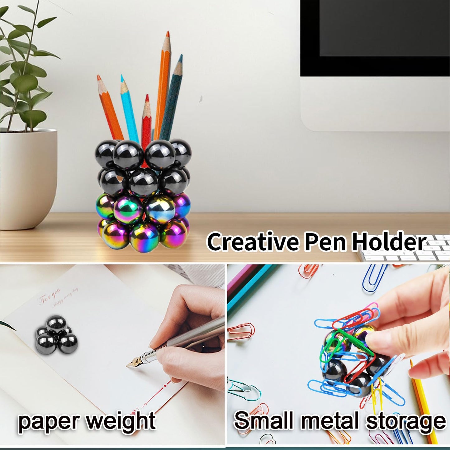 28 Pcs Magnet Stones Balls Fidget Toy, Adult Fidget Toys, Magnet Stones Balls Can Replace Ferrite Putty, Office Desktop Decoration, Stress Relief, Anti Anxiety, Executive Desk Toys (Black)