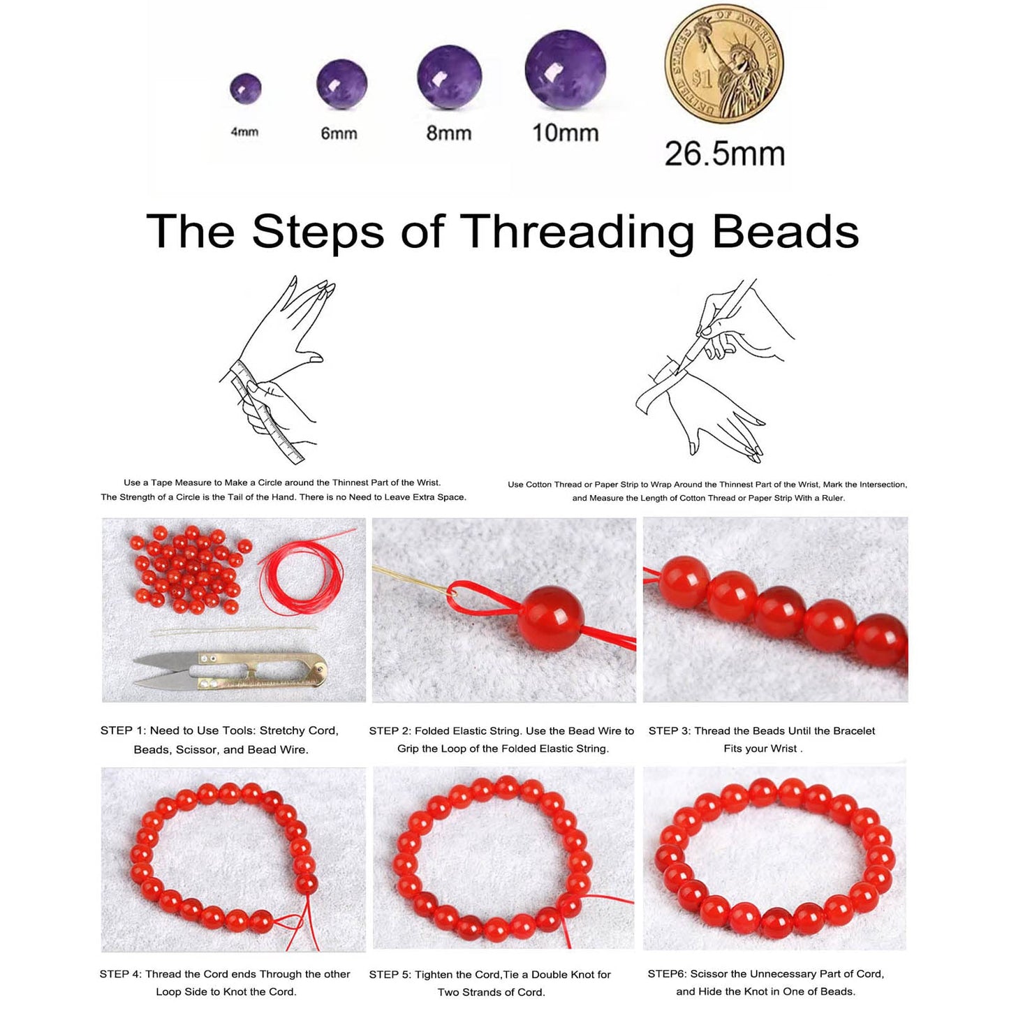 10mm Natural Grape Chalcedony Round Bead - 35PCS Bulk Gemstone Beads for Jewelry Making, DIY Bracelets, Necklaces - Includes Crystal Stretch Cord - Stone Beads for Crafting Gifts