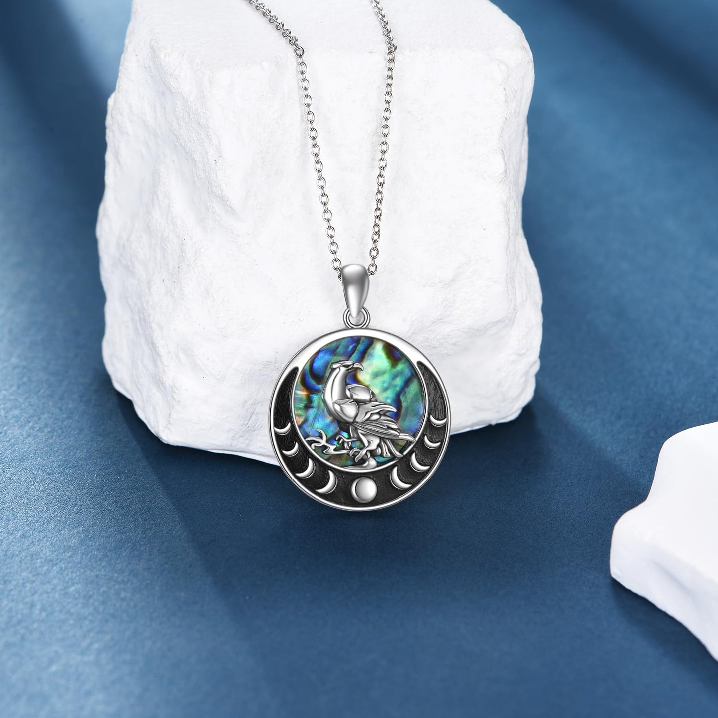 YONFQE Raven Necklace S925 Sterling Silver Crow Raven Pendant Jewelry Gifts for Men Women