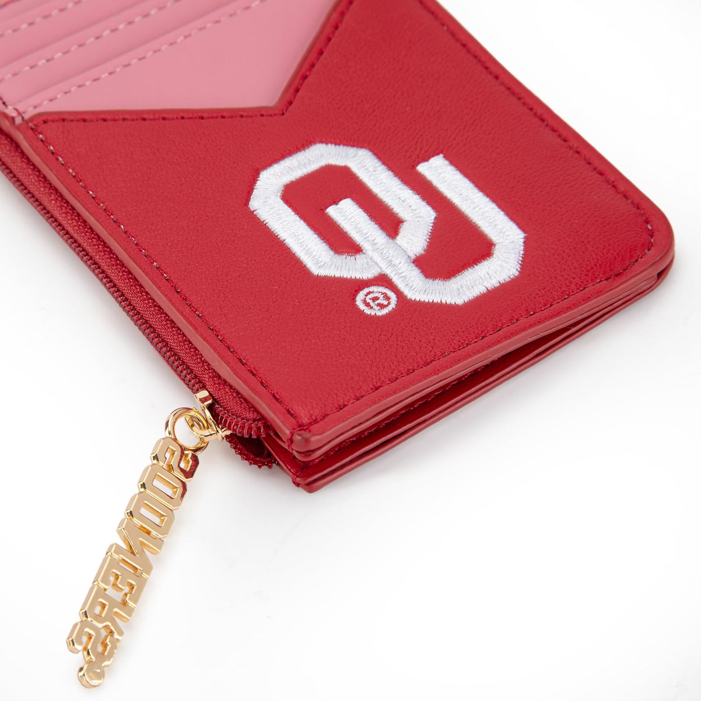 Montana West Oklahoma Sooners Slim Wallet, Card Holder with RFID Blocking, OU Team Slim Wallets for Gift, Game Day & Concert Essential, Zipper Closure, Red, NC-OU021BDY