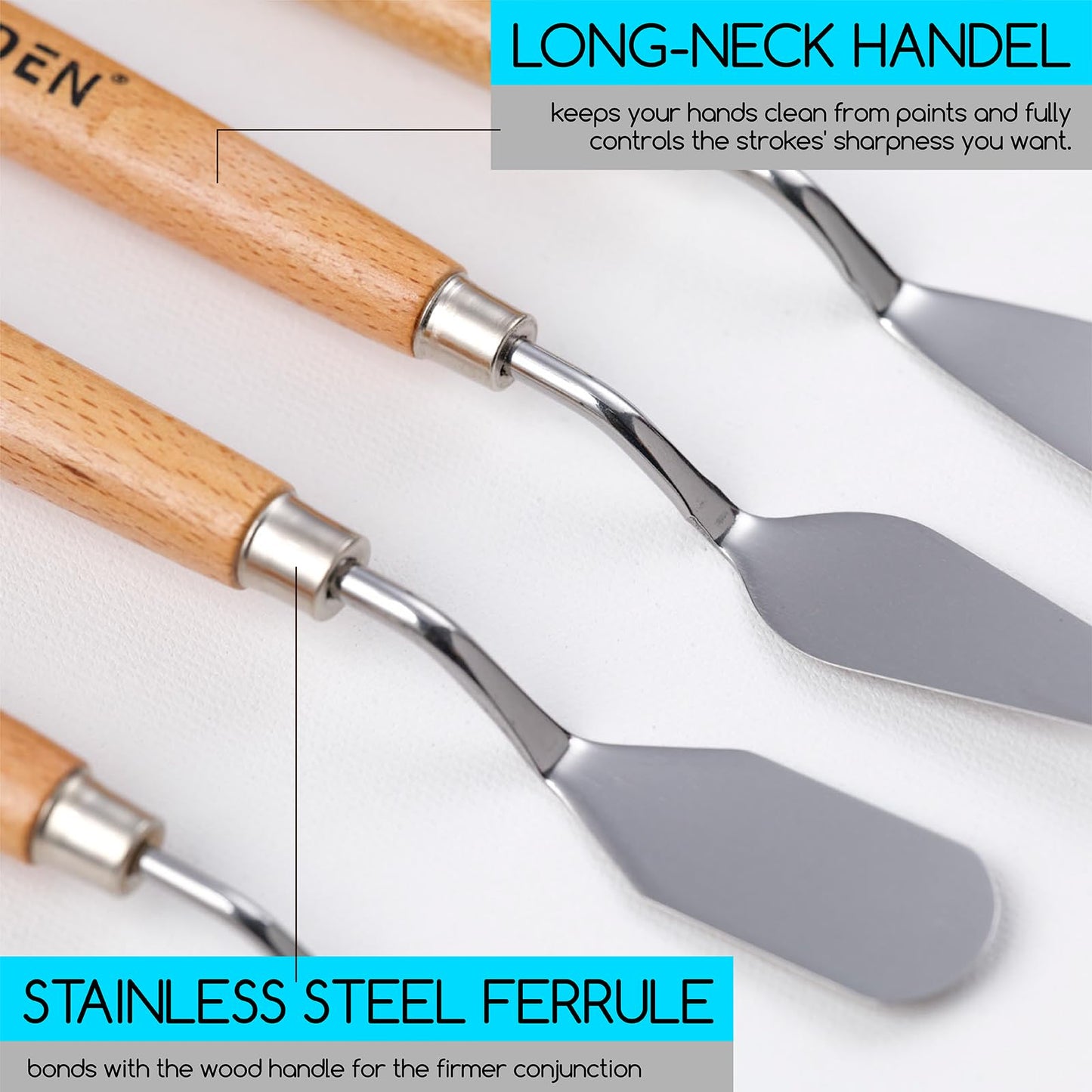 MEEDEN 5Pcs Palette Knife Set: Stainless Steel Painting Knives with Wood Handle - Pallet Knife Set for Oil Canvas Acrylic Painting Color Mixing