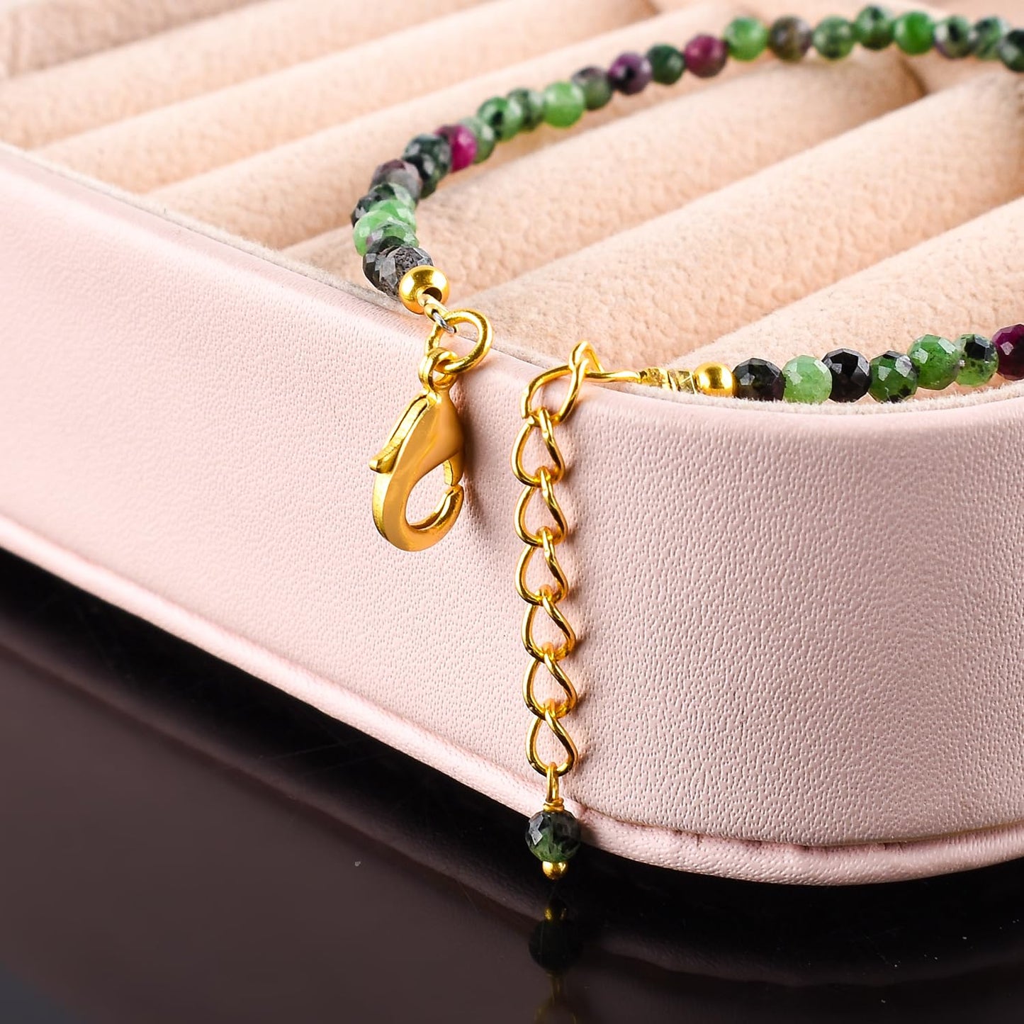 Natural Ruby Zoisite Gold Bracelets For Women, Dainty Gemstone Jewelry, Birthstone, Chakra Healing Energy Crystals, 14k Gold Plated Chain 8 inch Adjustable, Birthday Gifts For Women