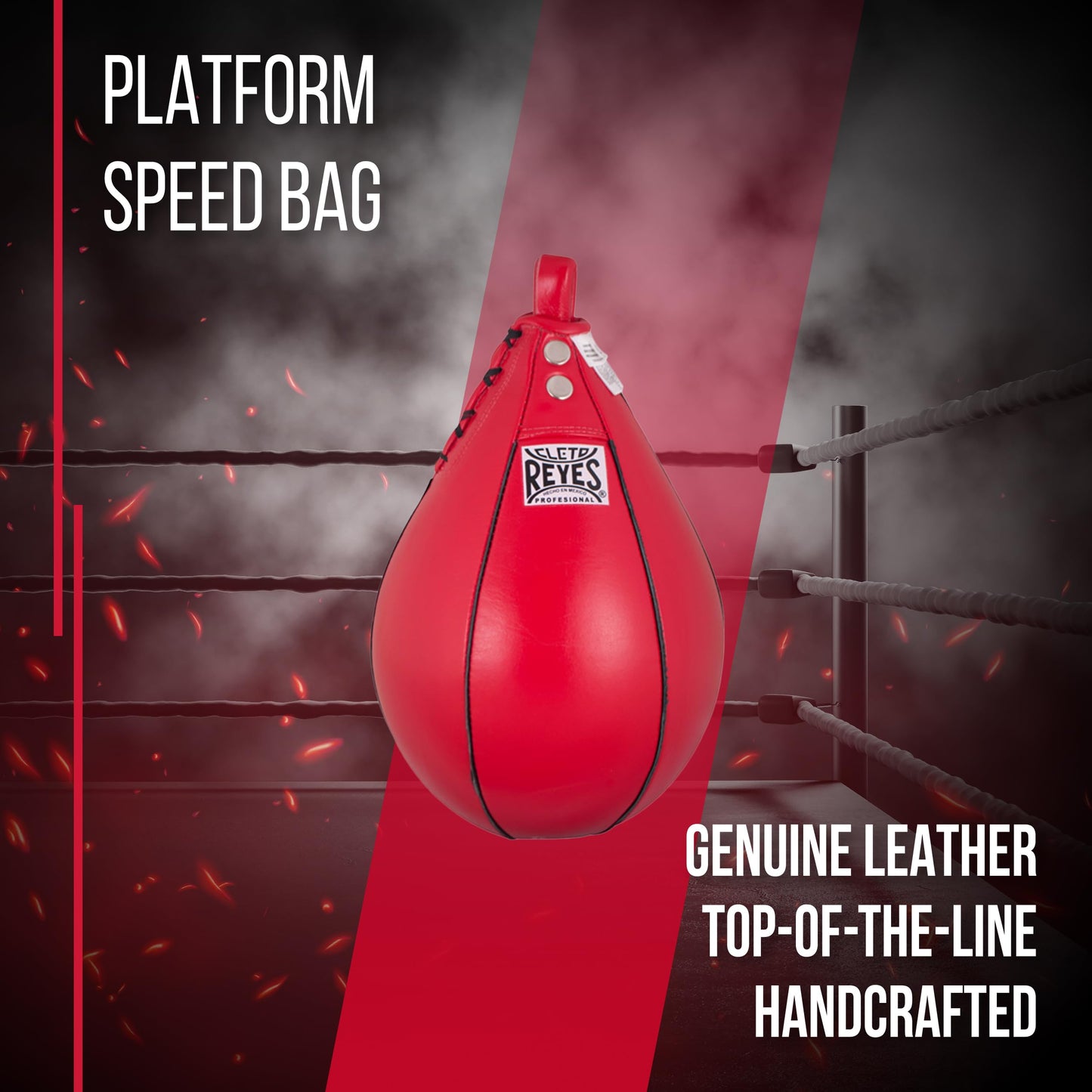 CLETO REYES Platform Leather Punching Speed Bag for Boxing, MMA, Muay Thai, Training Equipment, Classic Red, Mini