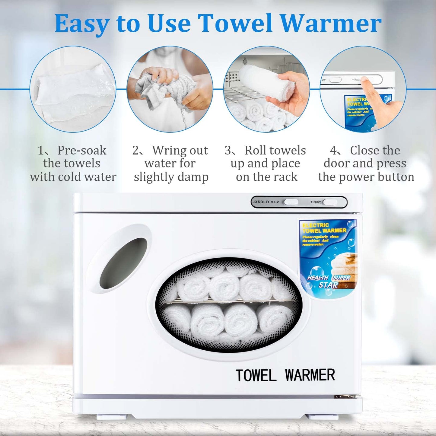 Hot Towel Cabinet 23L Large Capacity - JXSDLIY Professional Spa Hot Towel Warmers for Facials Towel Heater for Salon Beauty Hotel Bathroom Home Use Steam Towel Warmer with See-Through Window (white)