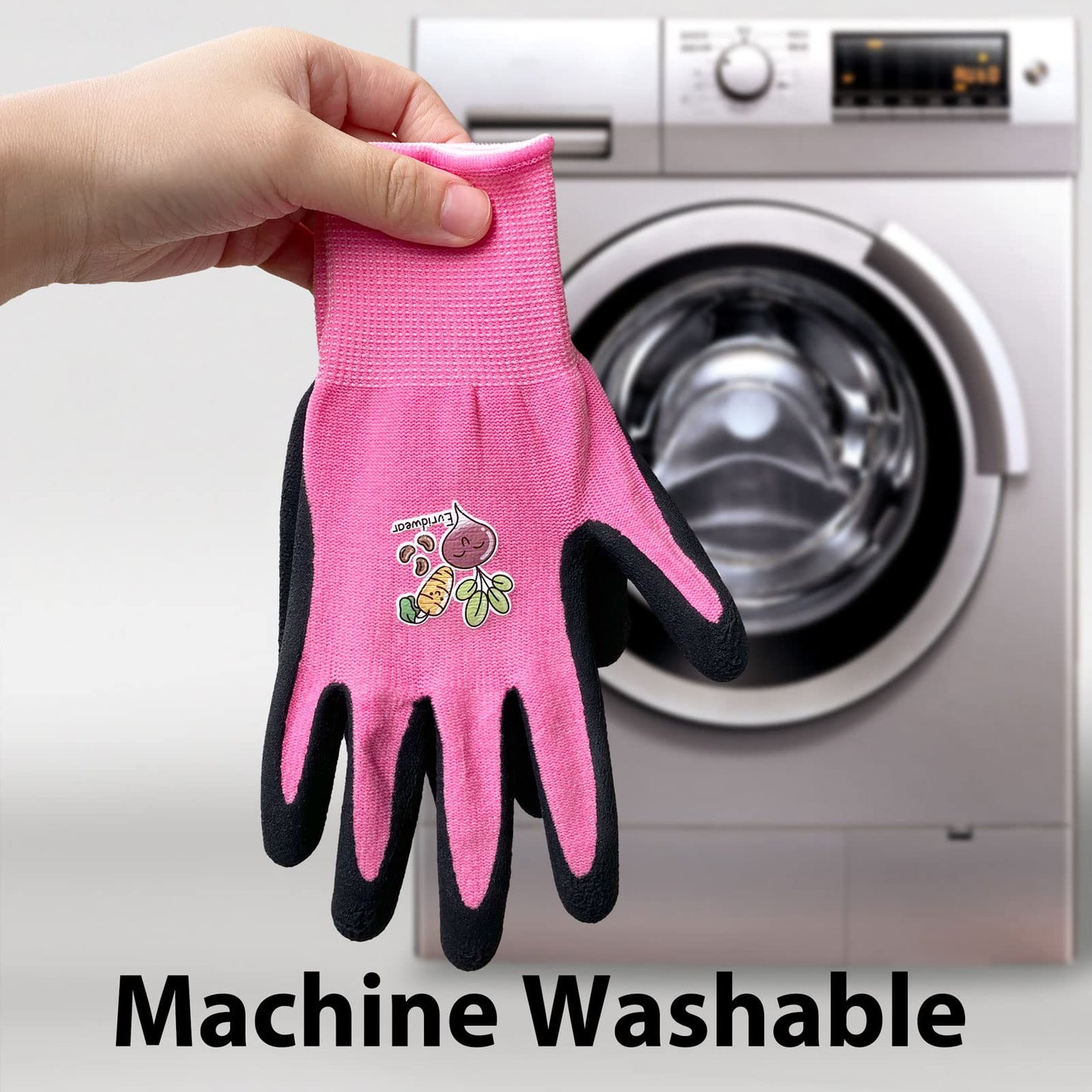 Evridwear Kids Gardening Gloves for Boys Girls Outdoor Yard Work,Planting (L (9-12yr), Pink)