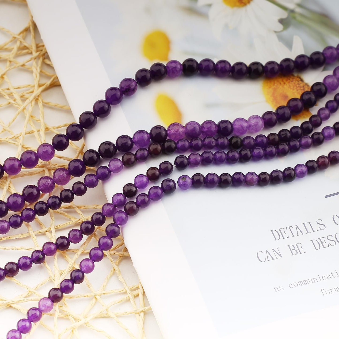 HERZWILD 180Pcs Natural Amethyst Gemstone Beads Energy Healing Crystal Stone Round Loose Gemstone Stone Beads for Jewelry Making, DIY Bracelets Necklaces (Amethyst-6mm)