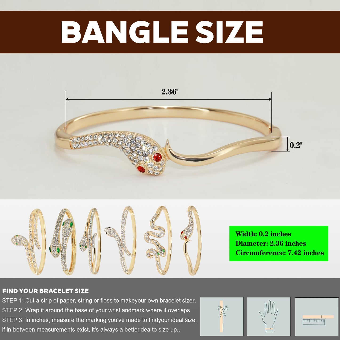 Pack of 6 - Gold Bracelet Bangles Bulk Set for Women,Trendy Stackable, Zinc Alloy Rivet & Four-Leaf Clover Design Stackable Bangles with Rhinestones, 7-inch Circumference Fits Most Adults, Jewelry Gift for Her, Girlfriend, Wife, Mom, Sister, Lover on Birt