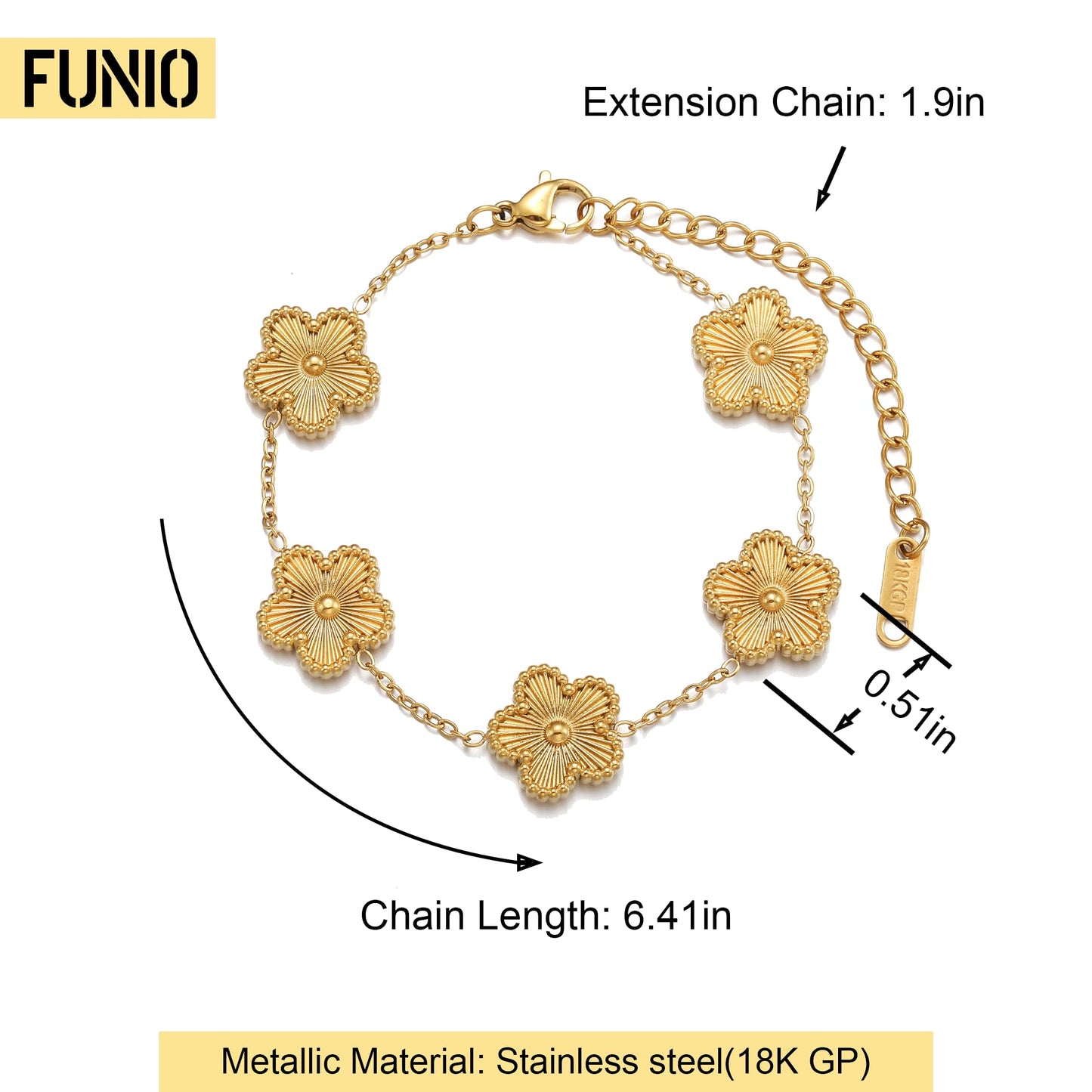 FUNIO 18K Gold Plated Van cleef Clover Bracelet Love bangle Set for Women - Stack Friendship Bracelet Lucky Link Bracelets Jewelry Gifts Trendy for Women