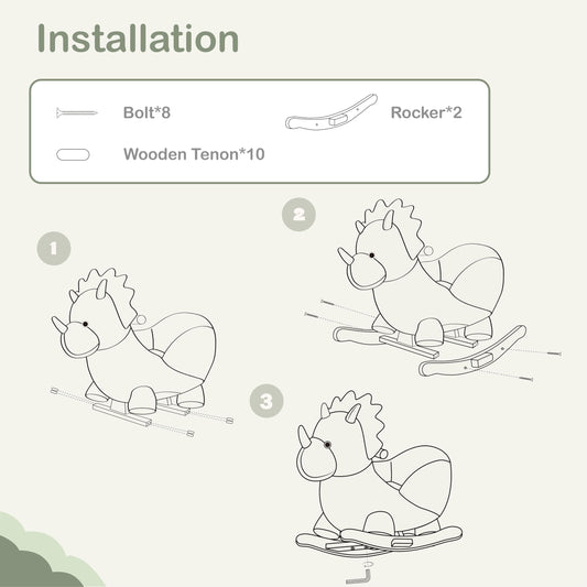 Rock My Baby Rocking Horse Green Dinosaur with Chair, Plush Stuffed Animal Rocker for Toddlers 1-3, Baby Rocker with Sweet Music, Wooden Rocking Horse Baby Animal Rocker,CPC Certified