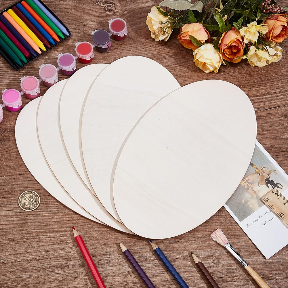 DELORIGIN 20pcs Wooden Oval Cutout 9.8 x 5.9 Inch Unfinished Wooden Blank Slices Crafts Natural Wood Circles DIY Plank Cutout Craft Supplies for Artist Painting Door Hanger Sign Wedding Decor