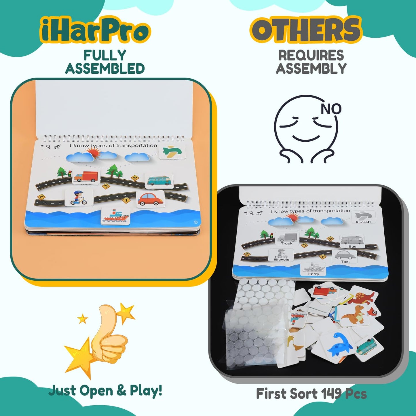 Montessori Busy Book for Toddlers Ages 3-6 | Preassembled Sensory Toy for Autism & Fine Motor Skills | Preschool Learning Activities Binder | Homeschool Supplies | Gift for 3+ Year Old Boys Girls