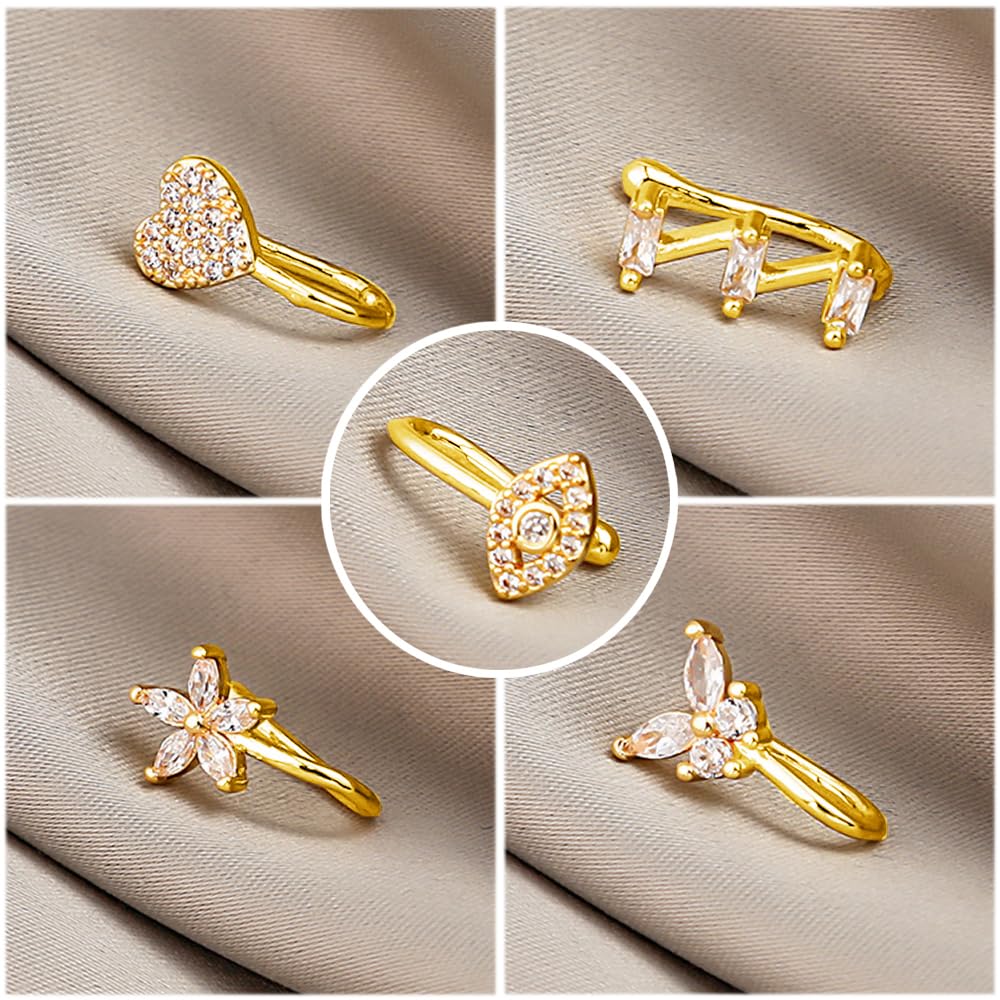 VitaCool Fake Nose Rings African Nose Cuffs for Non Pierced Nose Clip on Nose Ring Cuffs Gold Faux Septum Nose Rings Cuffs Non Piercing Jewelry for Women