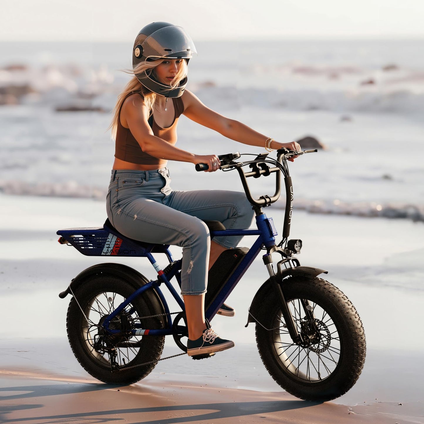 Jasion RetroVolt Electric Bike for Adults, 2000W Peak - 30MPH Electric Dirt Bike, 48V13AH Battery, 70Miles Max Range Electric Motorcycle, 20'' X 4'' Fat Tire All-Terrain E-Bike