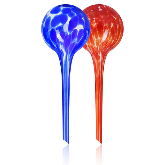 Mission Gallery Plant Watering Globes Set of 2 - Large Self Watering Globes for Indoor & Outdoor Plants - Multicolored, Automatic, Glass Watering Bulbs for Daily Use, Plant Watering Devices
