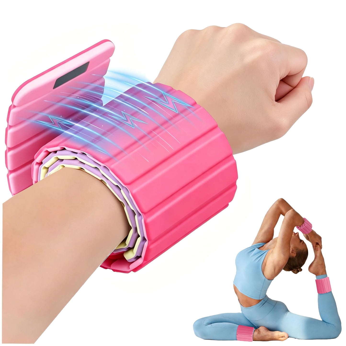 BECOJADDE Wrist Weights Ankle Weights for Women 1 Pair (2.2 lb Each) Silicone Magnetic Leg Arm Weighted Bracelet for Home Yoga Pilates Gym Workout Walking Jogging, Pink Blush