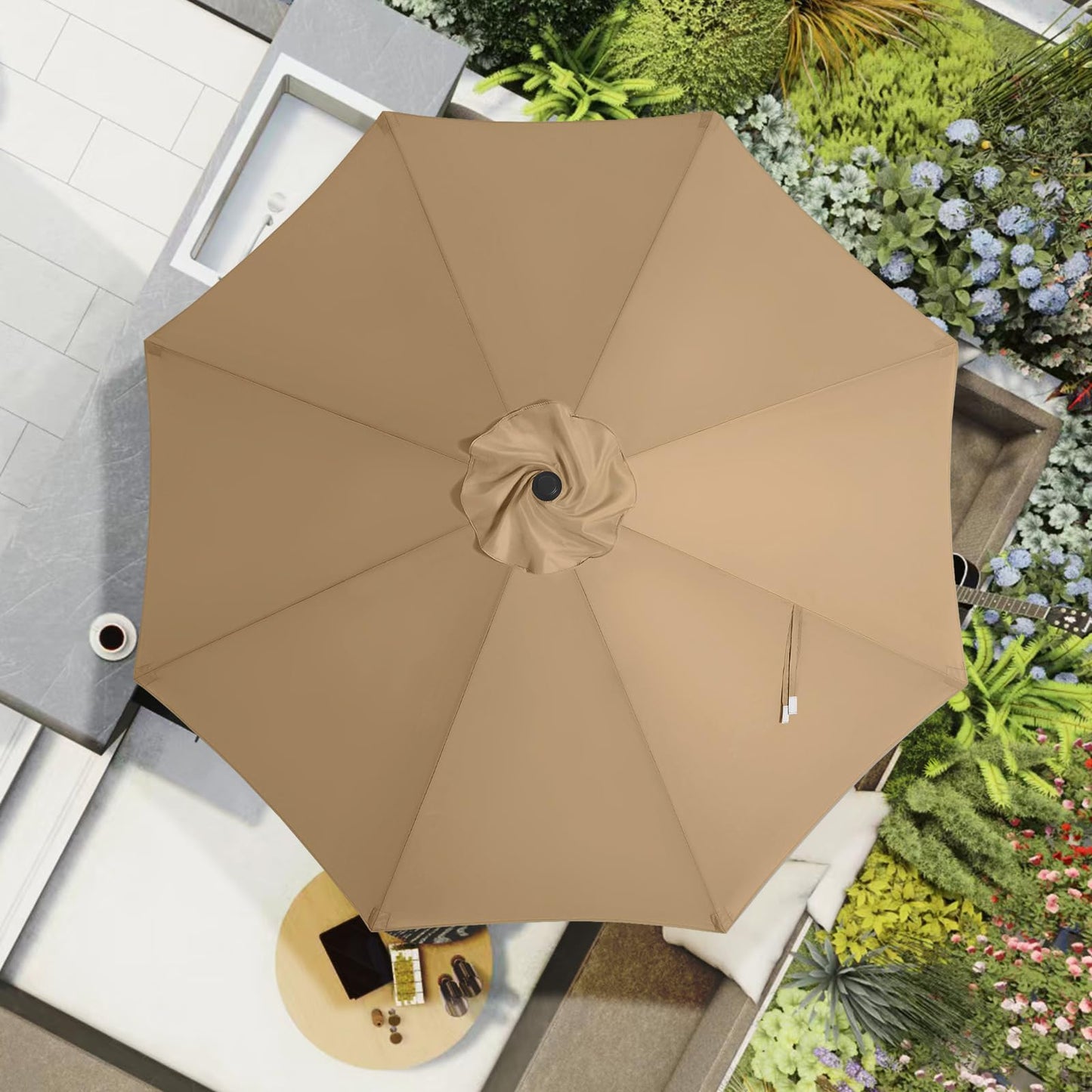 MASTERCANOPY Patio Umbrella 9 ft Replacement Canopy for 8 Ribs-Khaki Canopy Only