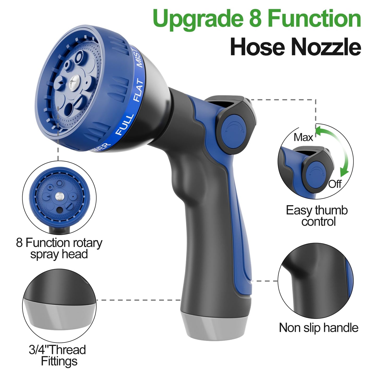 SPECILITE 50ft 304 Stainless Steel Garden Hose Metal, Heavy Duty Water Pipe with Nozzles for Yard, Outdoor - Flexible, Never Kink & Tangle, Puncture Resistant (Sliver)