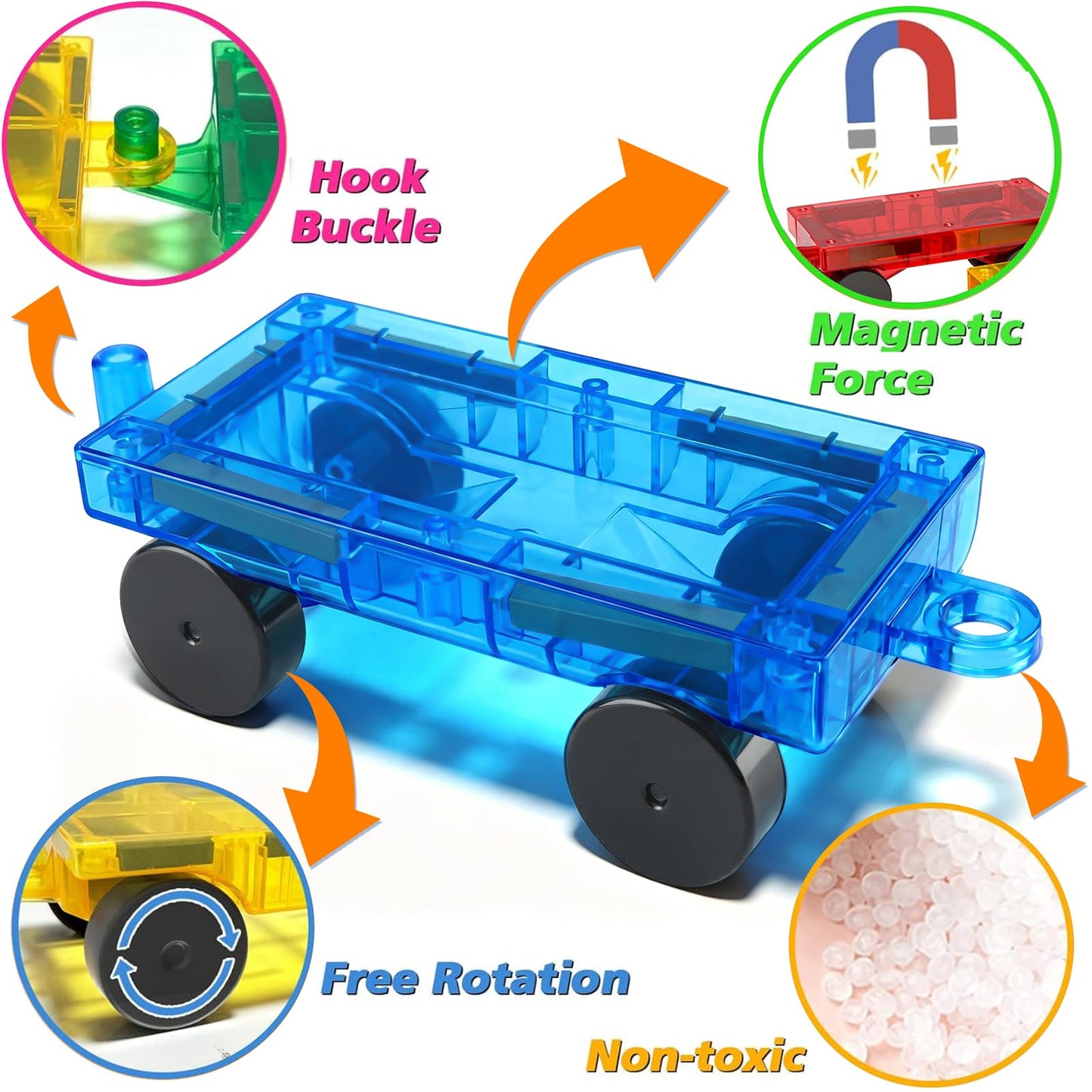 8PCS Magnetic Tiles Mini Cars Construction Set Compatible with Mini & Major Tiles, Magnet Car Easter Toys for 3+ Year Old Boys Girls Kids,STEM Educational Portable Travel Toys for Airplane,Car Play