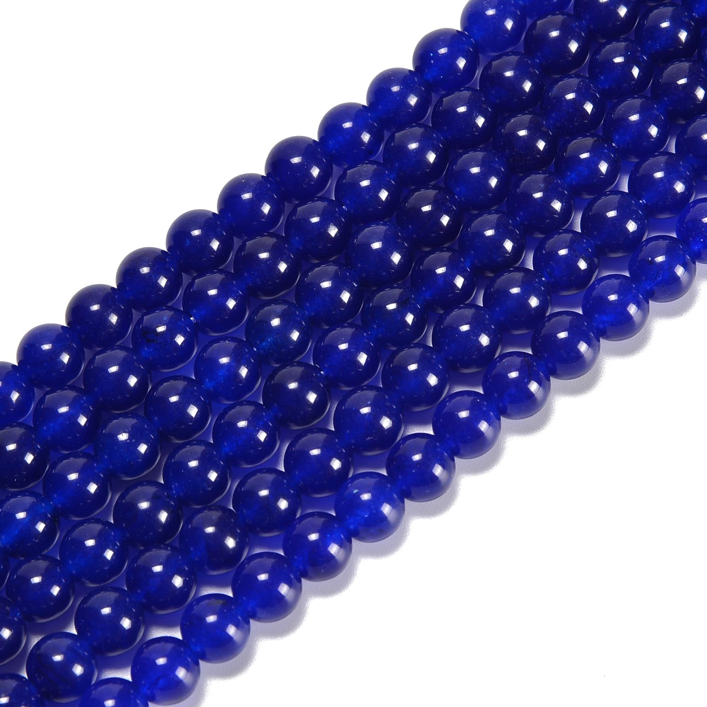jodaying 10mm Sapphire Blue Dyed Jade Smooth Round Natural Gematone Loose Beads for Jewelry Making DIY Findings 1 Strand 15"