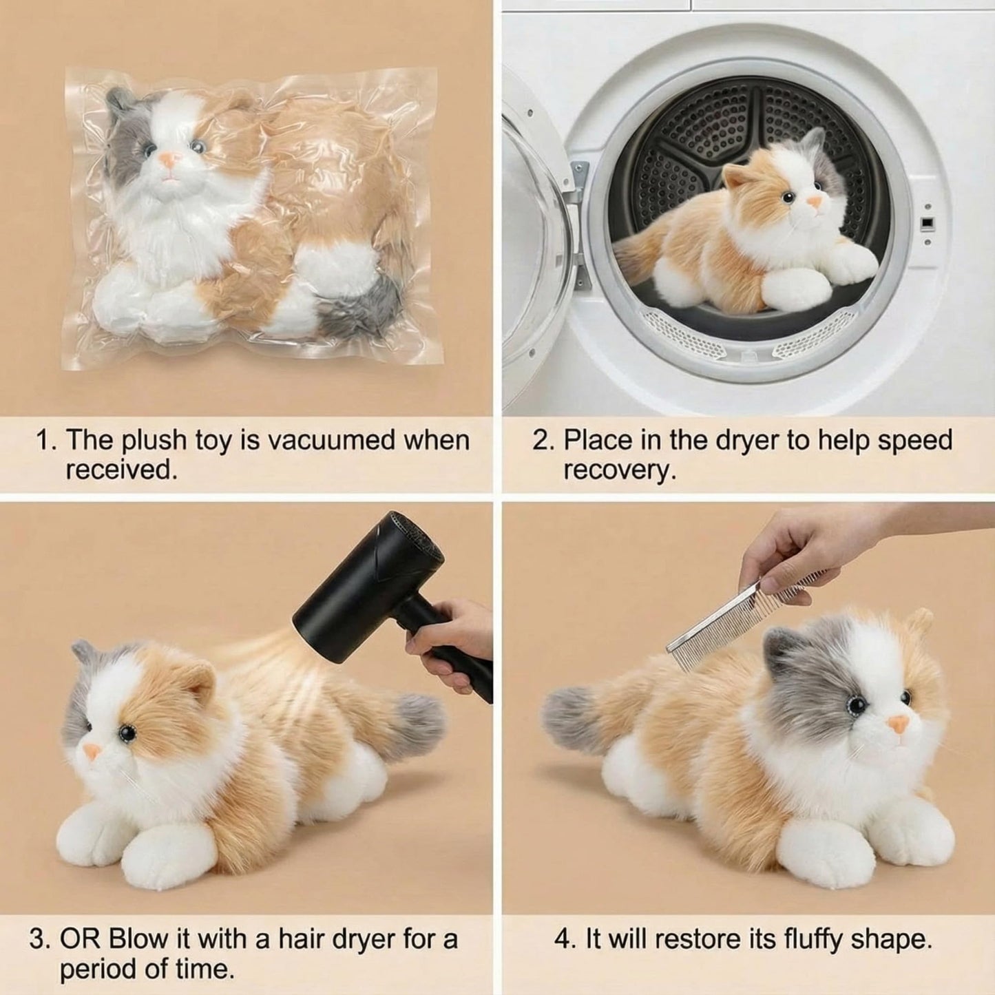 HyDren 5 Pcs Realistic Ragdoll Cat Stuffed Animal, 17.75 Inches Large Ragdoll Cat Mommy Plush with 4 Cute Babies Soft Plush Kittens Set for Girls Boys Birthday Party Favors (Grey,White,Brown)