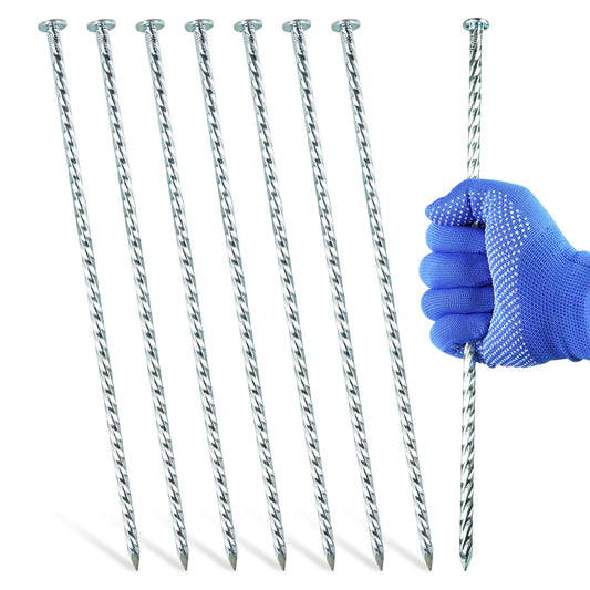 POSEOFFR 14-Inch Metal Pegs, 30-Pack Galvanized Spiral Landscape Anchoring Pegs, for Paver Edging, Weed Barrier, Artificial Turf & More