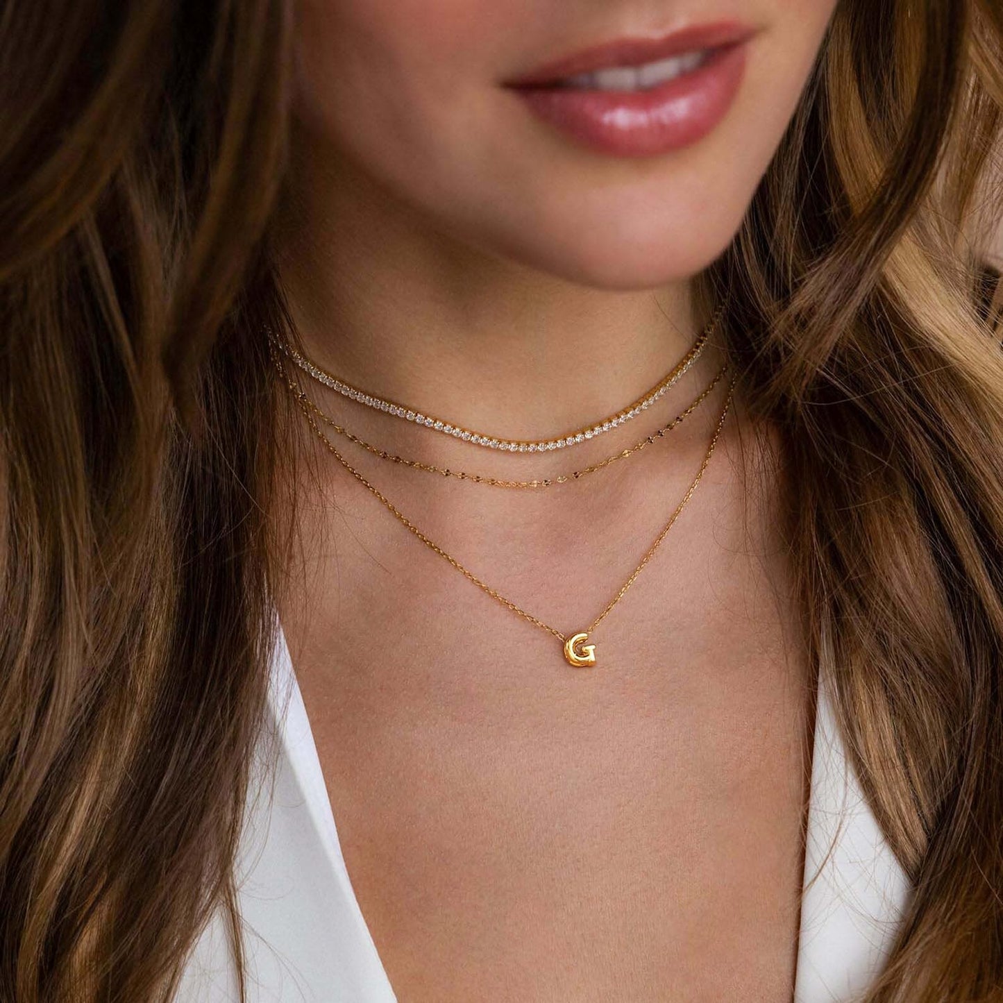 CUEZIY 14K Gold Plated Bubble Letter Necklace Initial Necklaces for Women Dainty Personalized Charm Pendant Name Necklace Cute Non Tarnish Fashion Accessories Teen Gift Trendy Stuff Jewelry Gifts
