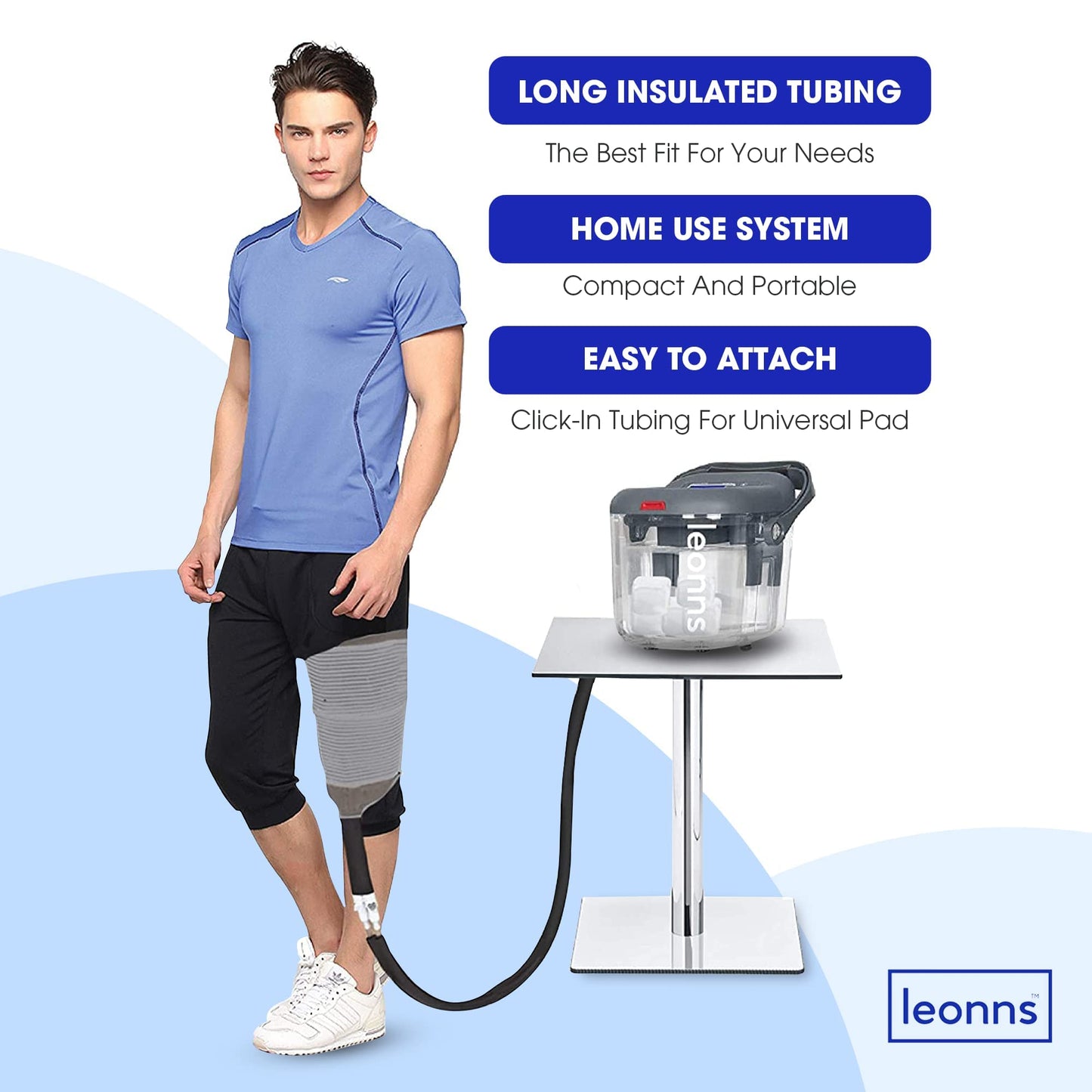 LEONNS® Cold Therapy Machine for Knee, Shoulder, Back & Hip After Surgery - Cryotherapy Machine with Universal Pad for Use in Multiple Places (Ice Machine + Universal Pad)