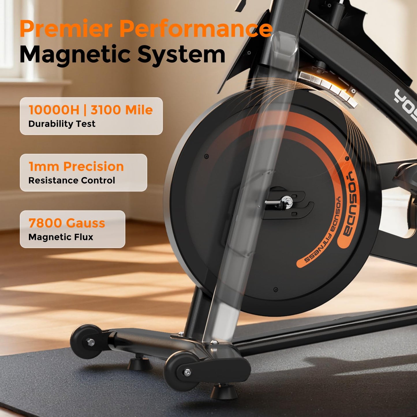 YOSUDA Magnetic Exercise Bike,Stationary Bikes for Home with Exclusive App, 400 lbs Weight Capacity & 50 lbs Flywheel, Indoor Cycling Bike with Tablet Holder & Adjustable Seat and Handlebars