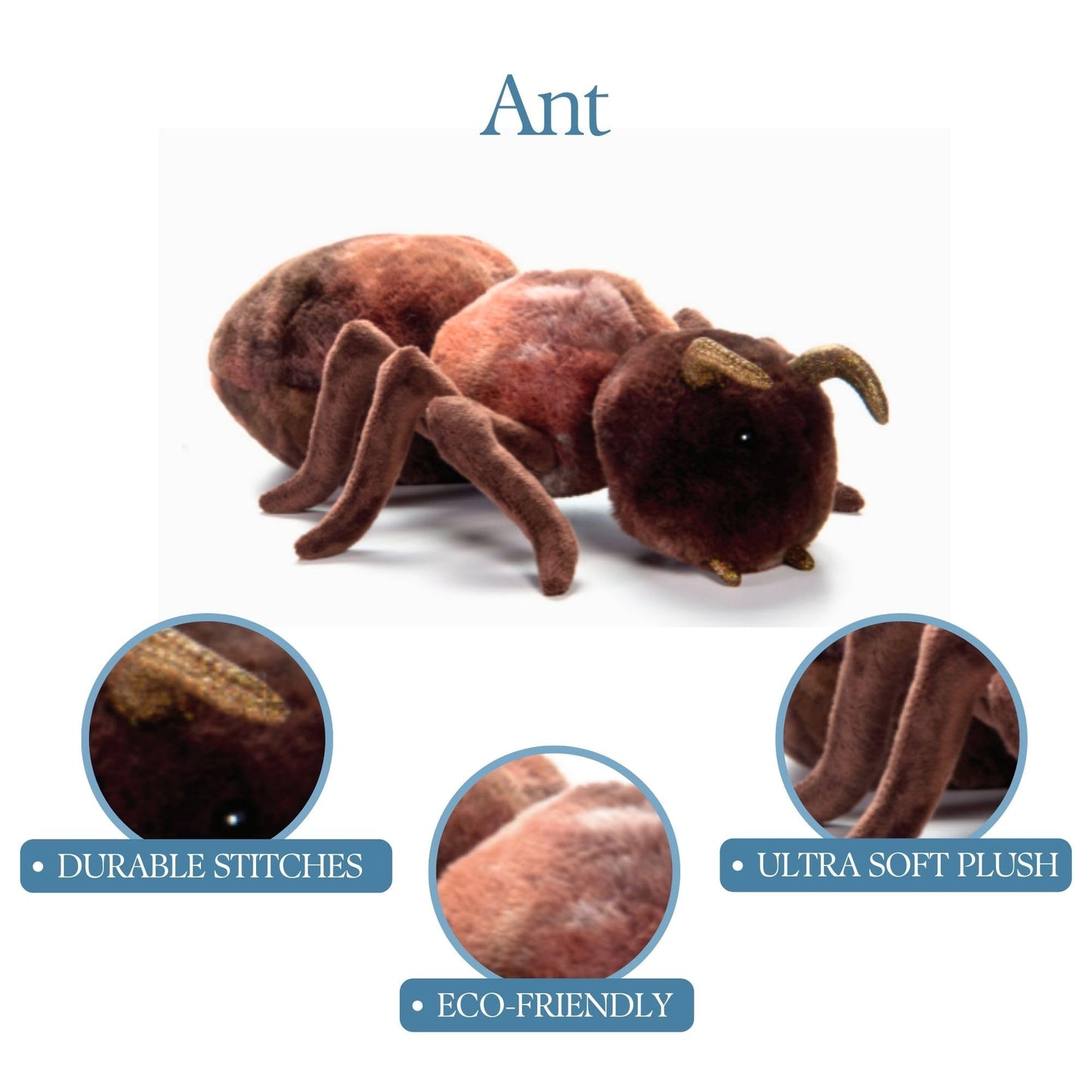 The Petting Zoo Ant Stuffed Animal Plushie, Gifts for Kids, Wild Onez Insect Animals, Ant Plush Toy, 12 inches