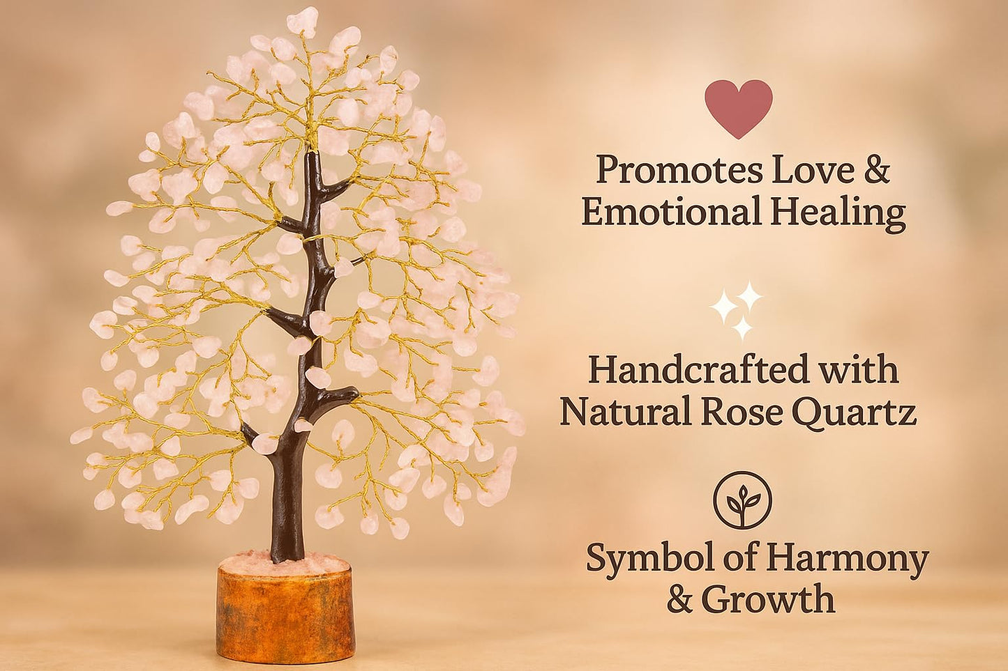 BOMBAY CRYSTALS EXPORT Rose Quartz Crystal Tree of Life – Handmade Healing Gemstone Money Tree for Positive Energy, Good Luck & Prosperity | Home & Office Decor | Gift for Women & Mom