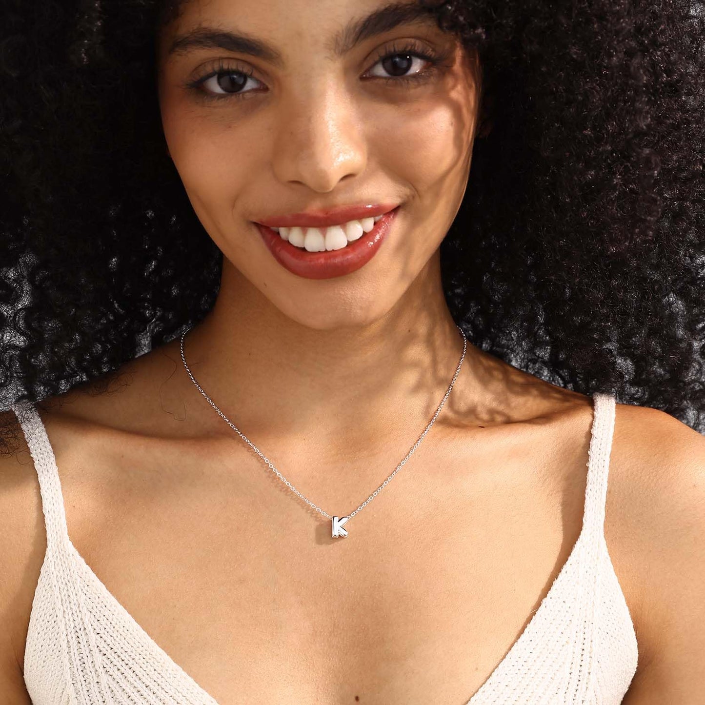 CUEZIY Bubble Silver Letter Necklace Initial Necklaces for Women Dainty Personalized Charm Pendant Name Necklace Cute Non Tarnish Fashion Accessories Teen Gift Trendy Stuff Silver Jewelry Gifts