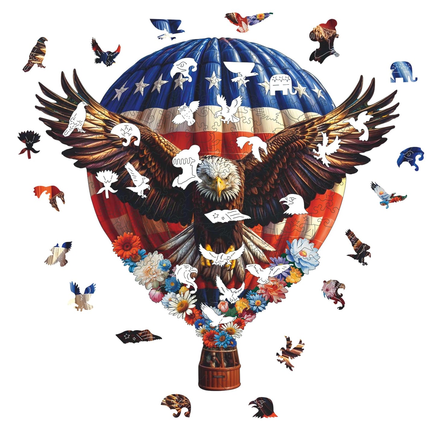 Pikoqunc Eagle Design Wooden Puzzles,190 Pieces 12.2x11.8 Inches,Laser-Cut Animal Jigsaw for Adults,Relaxing Brain Teaser with Exquisite Box for Friends and Family,Perfect Relaxing Art Puzzle Gift