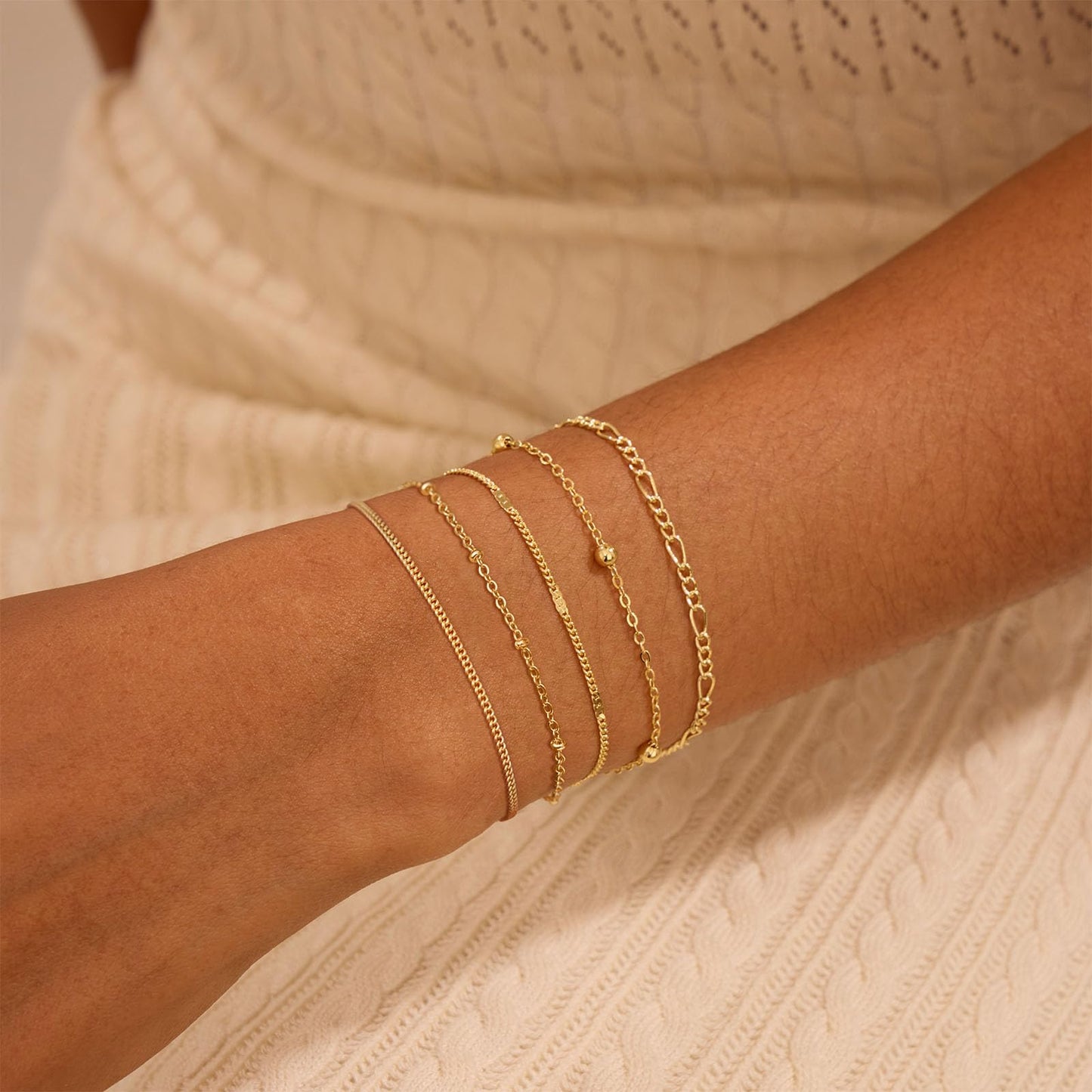 Gold Bracelets for Women, Dainty 14K Gold Plated Bracelet Stack for Women Trendy CZ Tennis Paperclip Cuban Chain Stackable Adjustable Waterproof Link Bracelet Jewelry Set Fashion Accessories Gifts