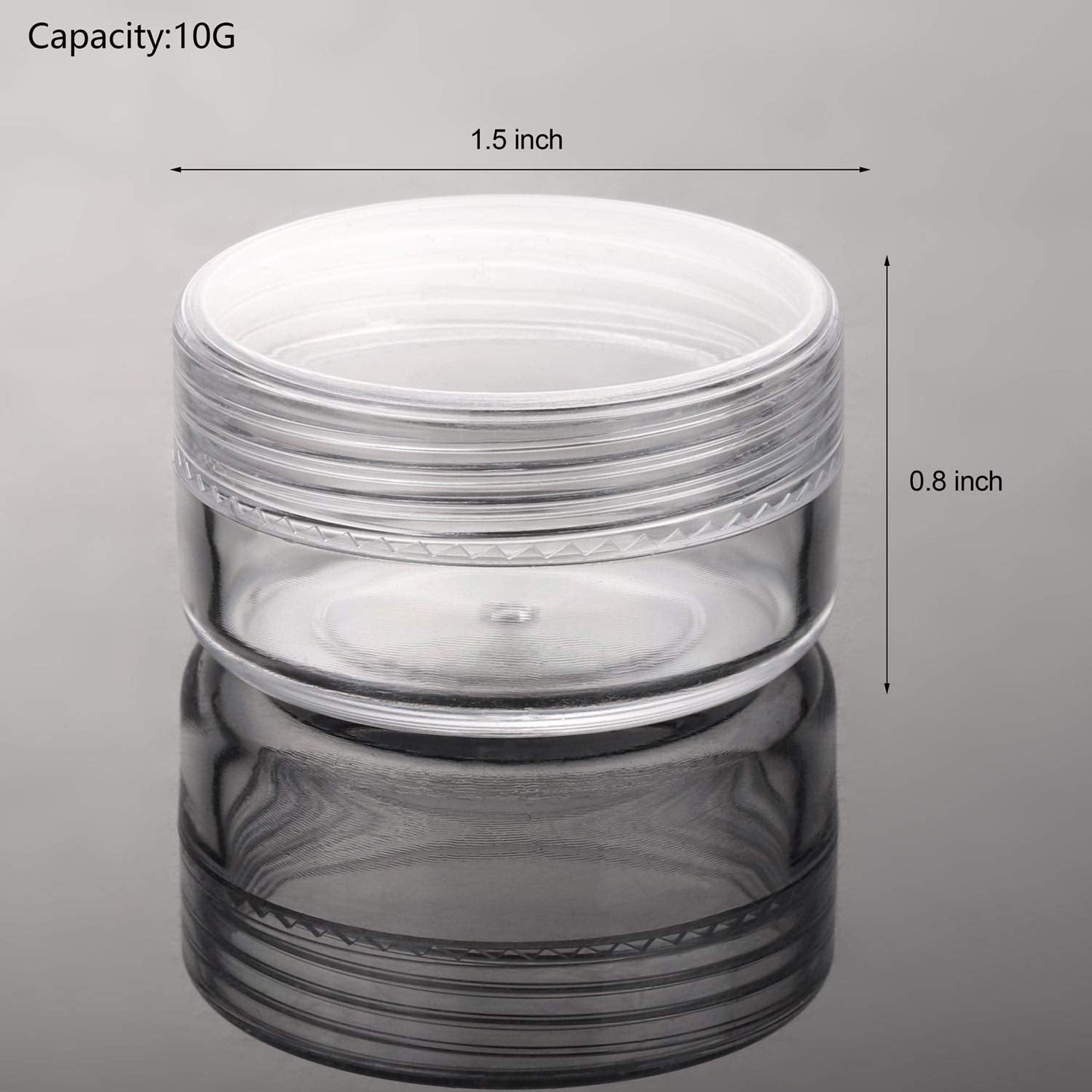 100 Count 10g Sample Jars with Lids Makeup Jars Plastic Lip Scrub Containers TSA Approved Cosmetic Containers for Traveling - Clear
