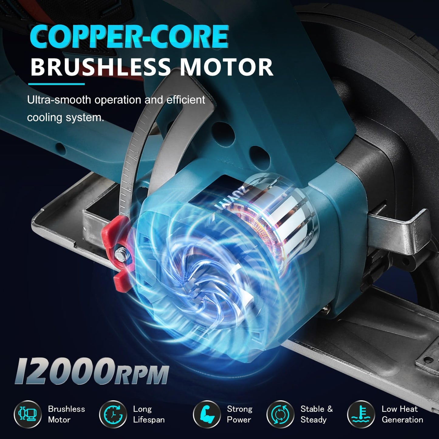 ZUYIYI 6 Inch Cordless Mini Circular Saw for Makita 18V Battery(Not Inclued), 12000RPM 2"(90°) Cutting Depth, Brushless Compact Tile Saw for Wood, Tile, Metal, Plastic, for 5-1/2, 5-3/8 Inch Blade