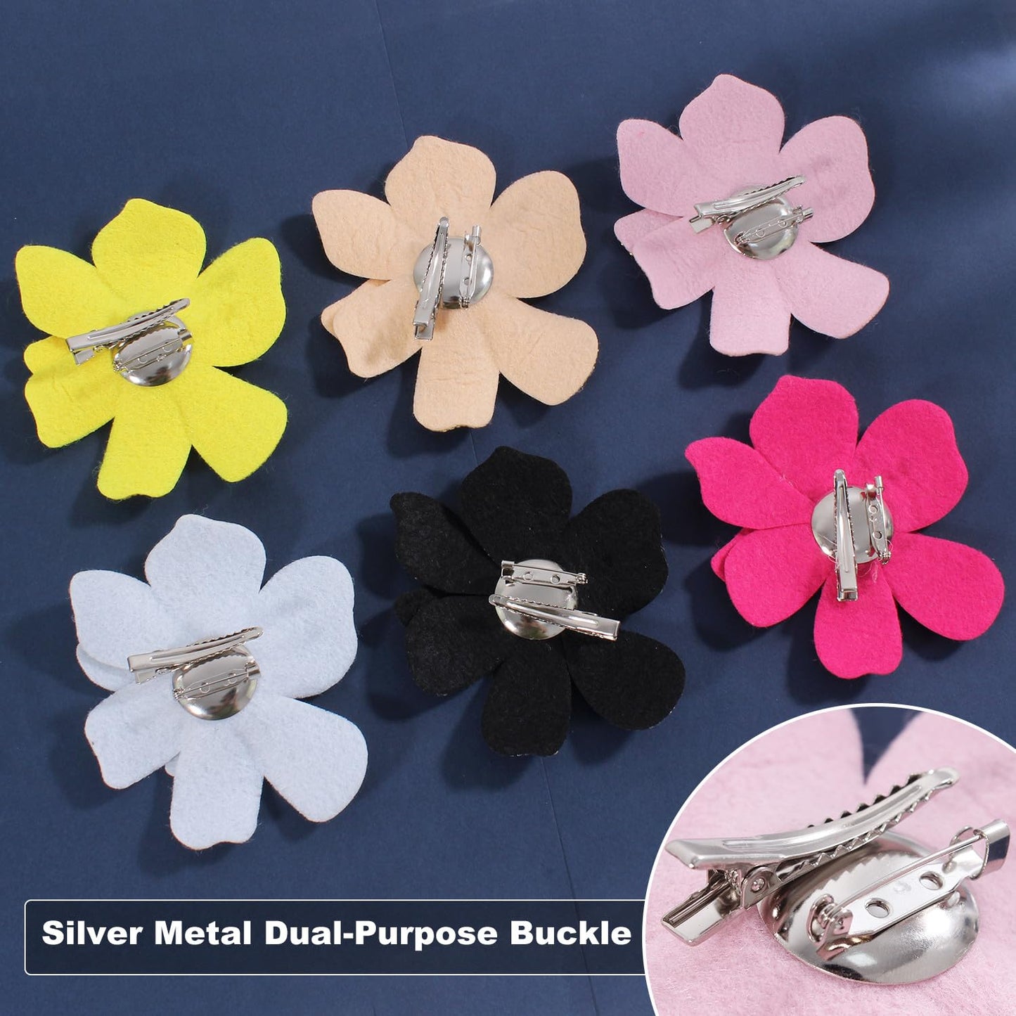 3.74 Inch Camellia Flower Hair Clips & Brooch Pins for Women | Crystal Camellia Hair Accessories, Hair Clip & Lapel Pin Design | Elegant Crystal Jewelry & Hair Accessories - (6-Pack)