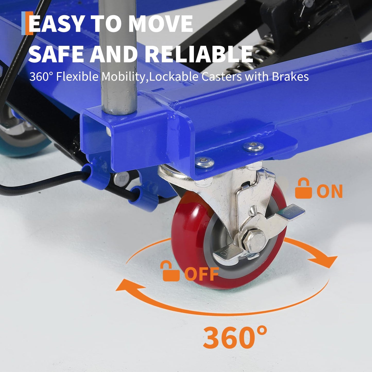 Hydraulic Lift Table Cart,1100lbs Capacity 32.2" Lifting Height,Manual Single Scissor Lift Table with Non-Slip Pad, 4 Wheels & Reflective Strips,for Material Handling & Transportation