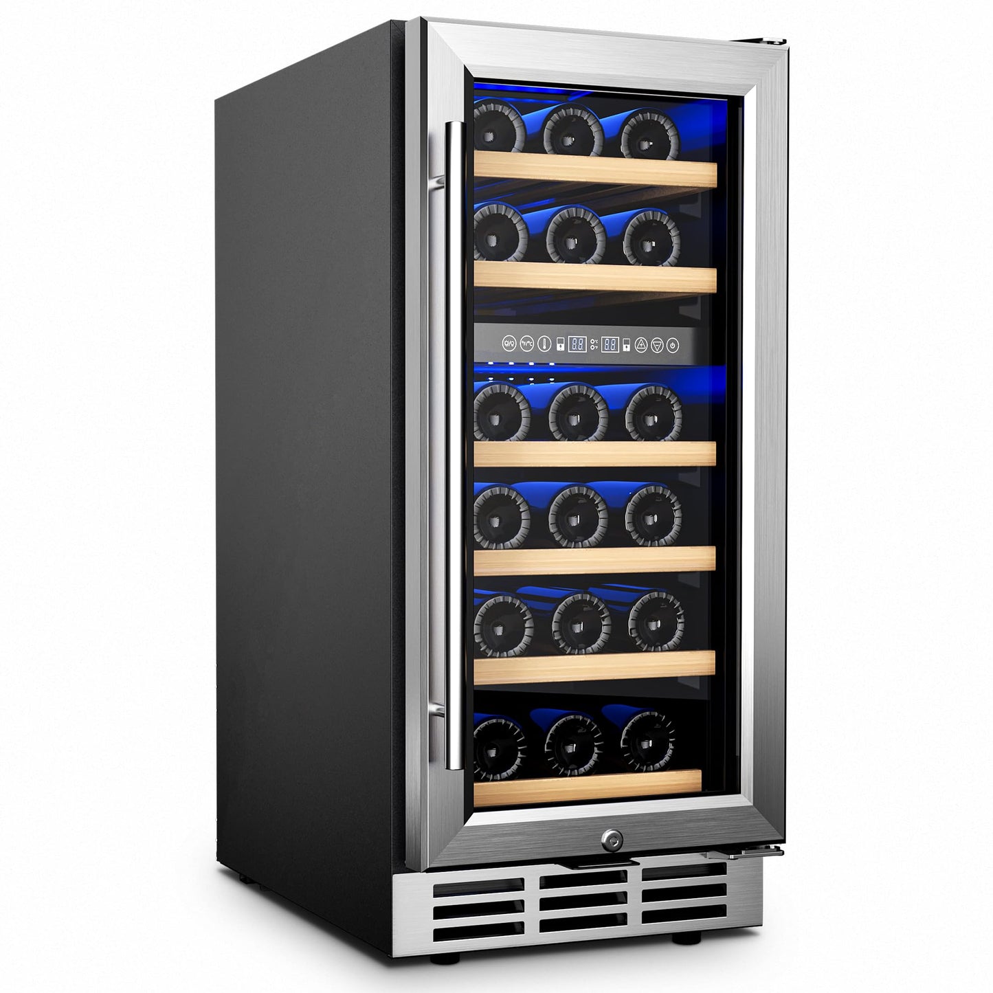 EUHOMY 15 Inch Wine Fridge, 33 Bottle Dual Zone Wine Cooler Refrigerator with Glass Door, Built-In or Freestanding Wine Refrigerator with Digital Temperature Control, for Home, Bar, Office
