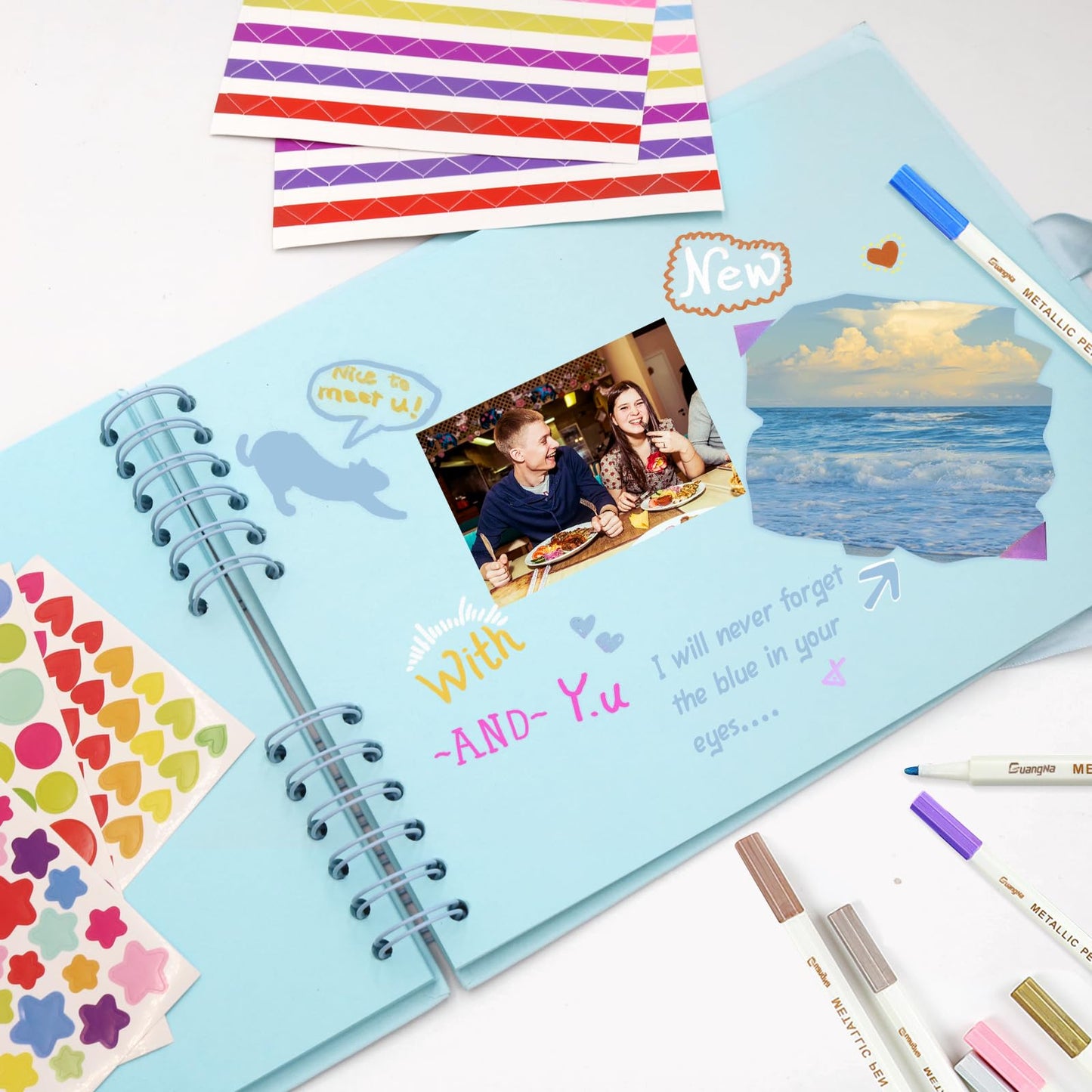 EVNEED 11.5 x 8.5 Inch Scrapbook Photo Album,Wedding Guest Book Anniversary Memory Scrapbooking,Wedding Photo Album with DIY Accessories Kit for Craft Paper DIY,Xmas Gift,80 Pages (40