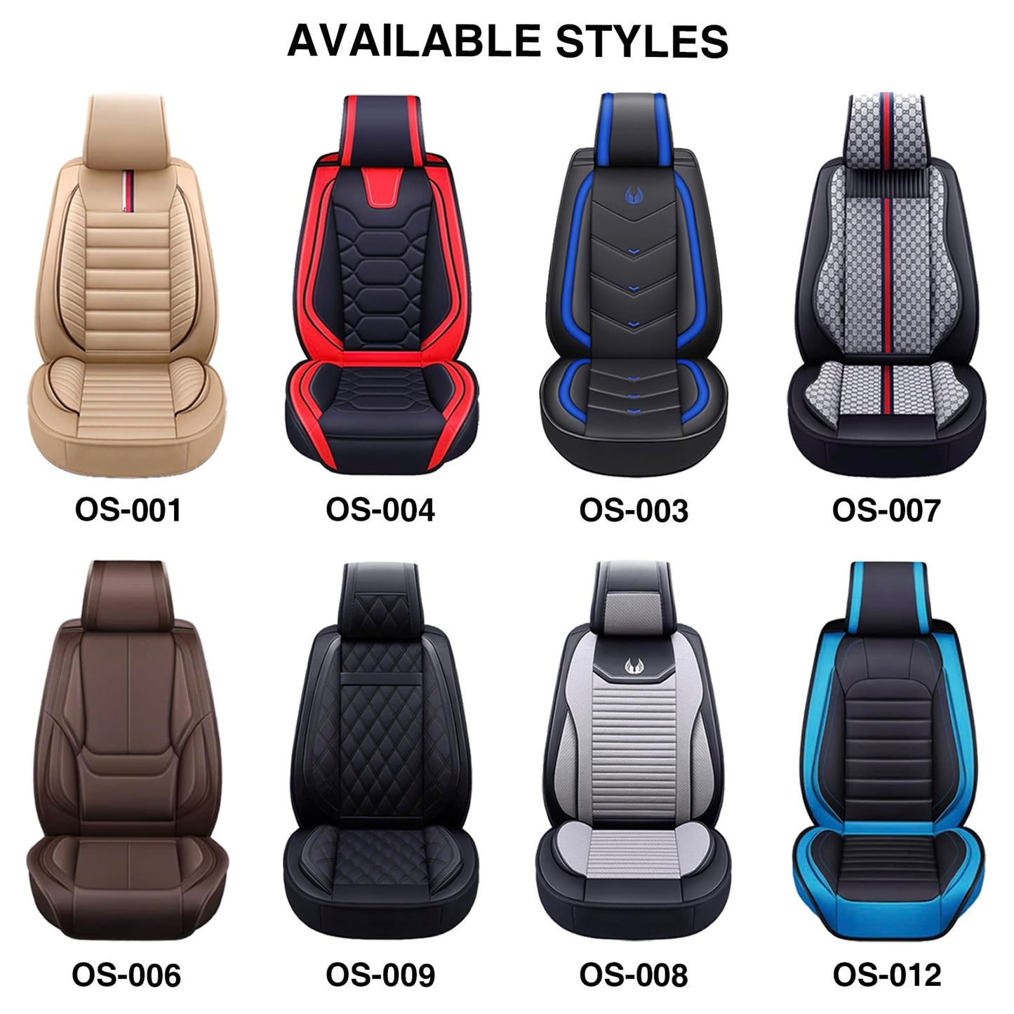 OASIS AUTO Car Seat Covers Full Set, Waterproof Faux Leather Seat Covers for Cars Universal Fit for SUV, Truck, Sedan, Black Premium Car Seat Protector with Front & Back Cushions